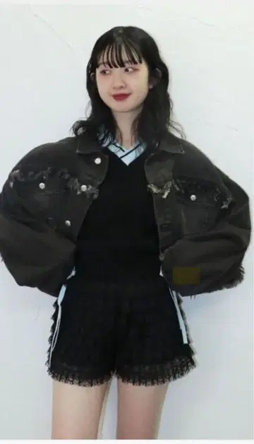 jouetie 와이드 크롭 프린지 G 재킷