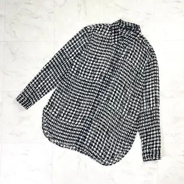 새상품급 띠어리 도트 무늬 시어 셔츠 긴팔 블랙 사이즈 S*LD86