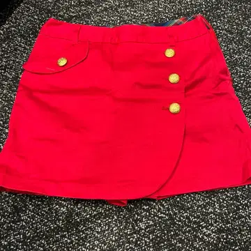 캘러웨이 빨간색 버튼 달린 스커트 체크 안감