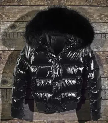 Y2K 블랙 후드 부착 다운 자켓