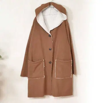 새상품 택 포함 M~L 카멜 후드 부착 보아 안감 코트 여성용