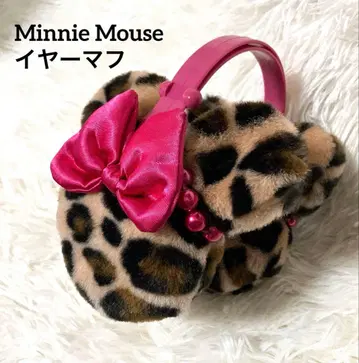 Minnie Mouse 미니 마우스 귀도리 귀마개 표범 무늬 핑크 펄 조