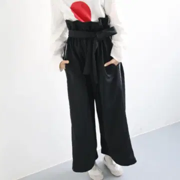 Keisuke Kanda 넉넉한 저지 소재 팬츠 사이드 로고 테이프 라인