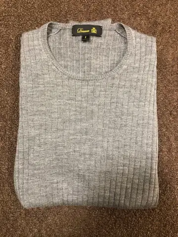 드로어 18G 캐시미어 실크 리브 크루넥 니트 사이즈 1 그레이