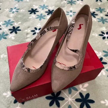 그레이 스웨이드 느낌 하이힐 23.5cm