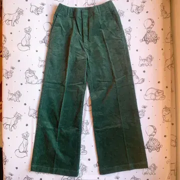 유니클로 다크 그린 코듀로이 와이드 팬츠 L 사이즈