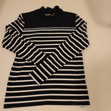 archlovi 블랙 앤 화이트 스트라이프 하이넥 스웨터