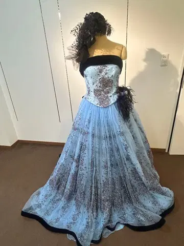 마리아 로사 9-13T 스카이블루 스트랩 드레스