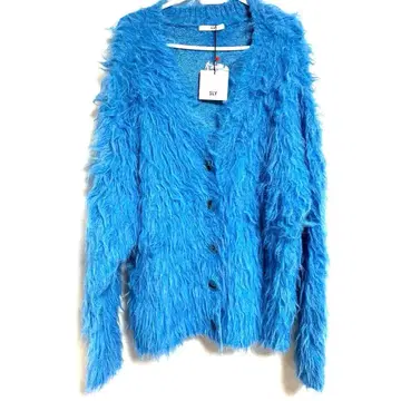 SLY 파랑 퍼 가디건 긴팔 FREE