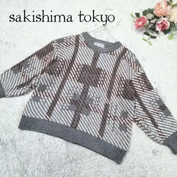[ 사키시마 도쿄 ] 여성용 니트 스웨터 올 패턴 두꺼운 원단 타입 프리