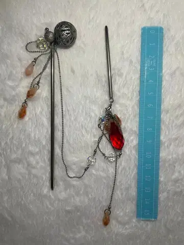 빨간색 피오나 비녀 이중 비녀 wargo