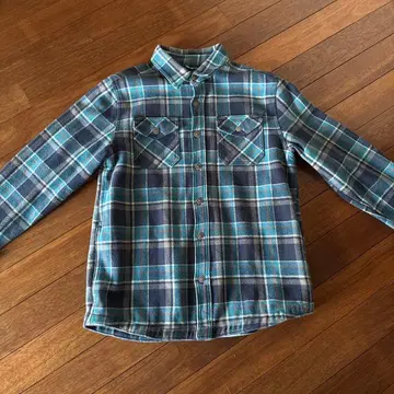 네이비 터콰이즈 체크 플란넬 셔츠