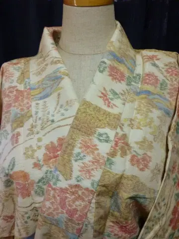 기모노  이중 기모노 코몬 베이지 계열 작음 152cm S