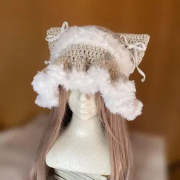 크로셰 모자 고양이 귀 y2k 핸드메이드