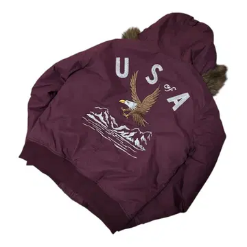 고품질 GAP 갭 N-2B 플라이트 자켓 마룬 L 성조기