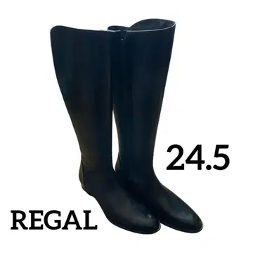 REGAL 롱 부츠 블랙 24.5cm 천연 가죽 여성용