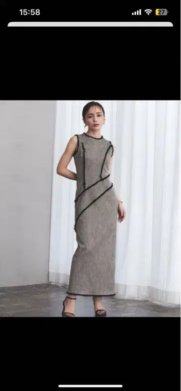 anuans 카빙 심 트위드 원피스