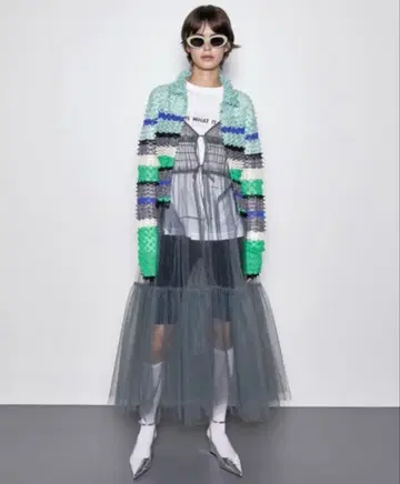 MAISON SPECIAL 튤 셔링 개더 드레스