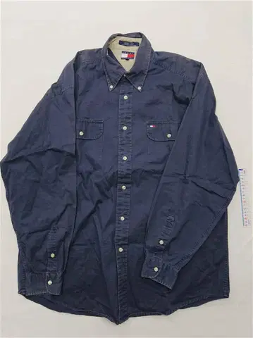 타미힐피거 백 로고 긴팔 셔츠 네이비 남성용 L