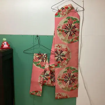 앤티크 전통 나고야 오비 꽃 자동차 핑크, 46