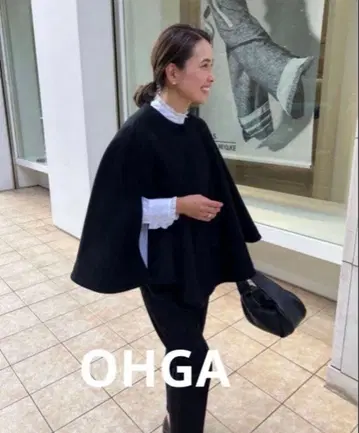 완판템 OHGA 블랙 판초 케이프 코트