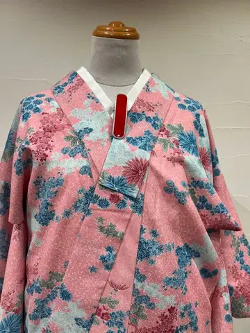 워셔블 기모노 이중 기모노 핑크 x 스카이블루 작은 체구 새상품급 중고