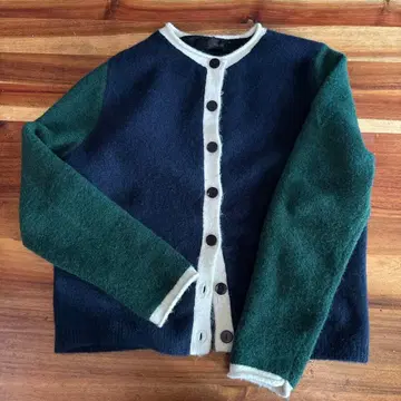ZARA 울 혼방 버튼 긴팔 스웨터 L 컬러 블록 니트 자켓