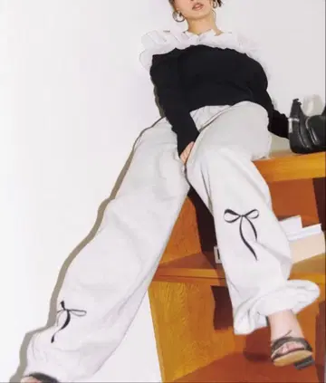 The Girls Society 리본 조거 팬츠 그레이