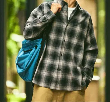 FREAK'S STORE Relax Fit 옴브레 체크 플란넬 셔츠 L