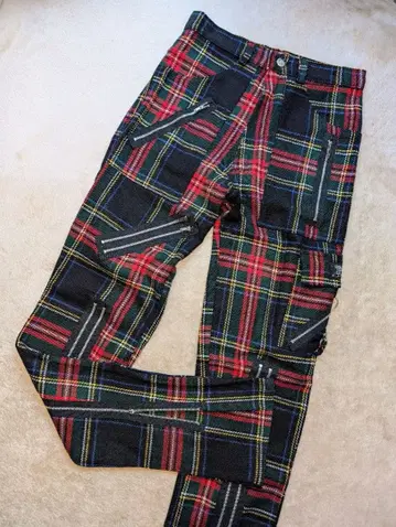 펑크 록 타탄 체크 지퍼 팬츠 Tiger OF LONDON