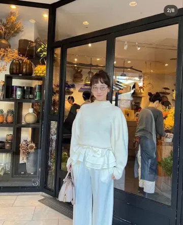 RosyMonster 프릴 화이트 와이드 팬츠