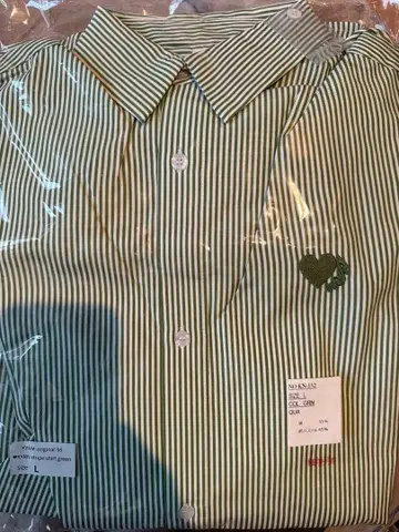 그린 스트라이프 긴팔 셔츠 L 사이즈