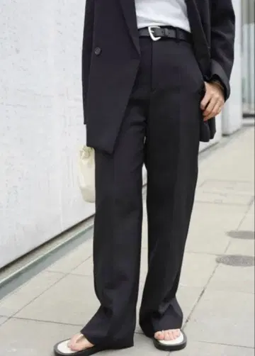 W 크로스 와이드 팬츠 블랙