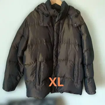 UNIQLO 다크 브라운 후드 부착 다운 자켓 XL