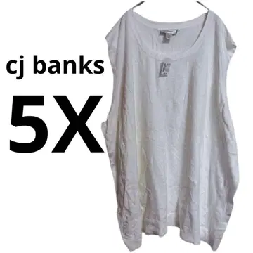택 포함 cj banks [ 5X ] 슬리브리스 상의 화이트 심플
