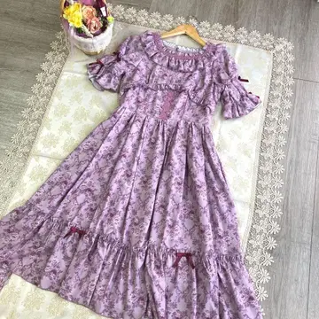 axes femme kawaii 새상품급 꽃무늬 리본 로즈 원피스