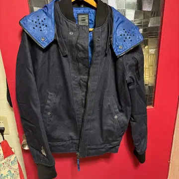 지스타 로우 네이비 블루 봄버 자켓 후드 부착