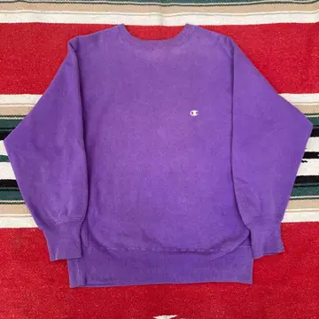 챔피온 리버스 위브 USA 퍼플 90s 자수 택 페이드
