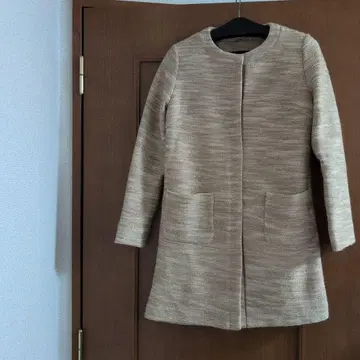 새상품급 SHIPS* 노카라 롱 코트 베이지 롱 트위드 1.9만