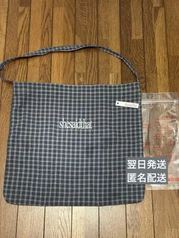shesaidthat 네이비 체크 토트백