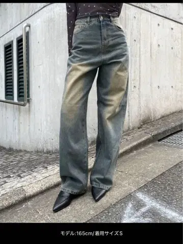 루즈 와이드 데님 팬츠 / 워시드 청바지