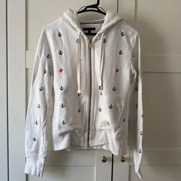 타미힐피거/TOMMY HILFIGER 풀 지퍼 화이트 후드티