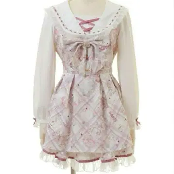 리즈리사 Sewing Bear 패턴 셋업 화이트 양산형 y2k