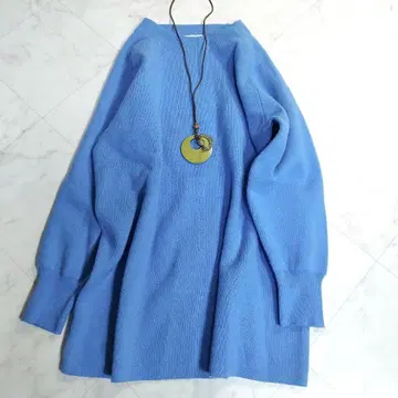 쉽스애니 밀라노 리브 스탠드넥 풀오버 워셔블 블루