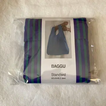 BAGGU 에코백 standard 스트라이프 블루 x 그린