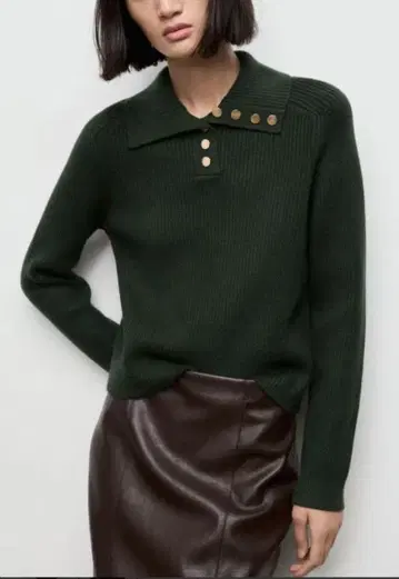 MANGO 리브 폴로 니트 스웨터