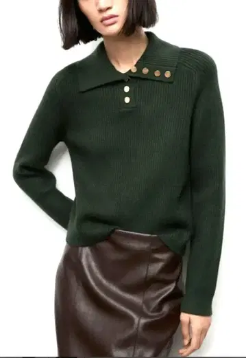 MANGO 리브 폴로 니트 스웨터