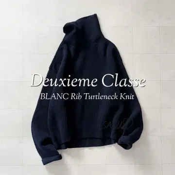 정가 37400엔 두지엠 클라세 BLANC 아제 터틀 니트 네이비