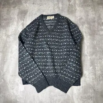 90s USA OAKTON 울 아크릴 V넥 니트 L 그레이
