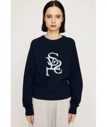 LOGO JQ KNIT TOPS 로고 자카드 니트 SLY 네이비